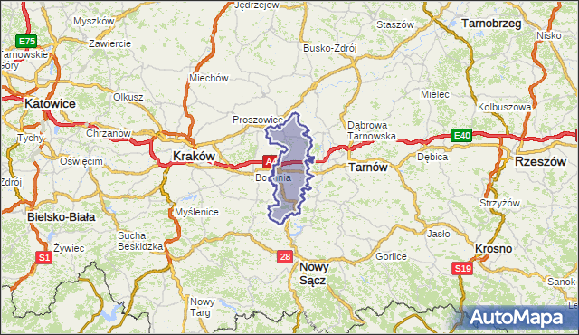 powiat brzeski - województwo małopolskie na mapie Targeo