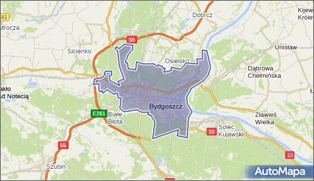powiat Bydgoszcz - województwo kujawsko-pomorskie na mapie Targeo