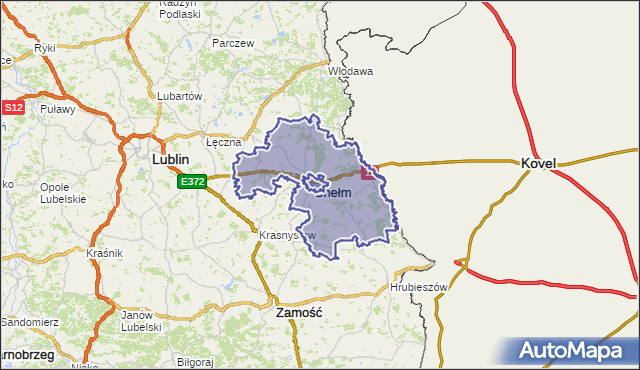 powiat chełmski - województwo lubelskie na mapie Targeo