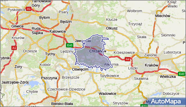 powiat chrzanowski - województwo małopolskie na mapie Targeo