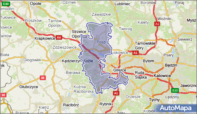 powiat gliwicki - województwo śląskie na mapie Targeo