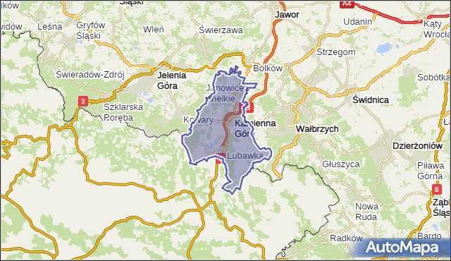 powiat kamiennogórski - województwo dolnośląskie na mapie Targeo