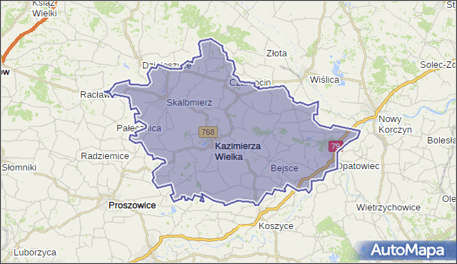 powiat kazimierski - województwo świętokrzyskie na mapie Targeo