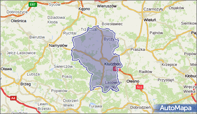 powiat kluczborski - województwo opolskie na mapie Targeo