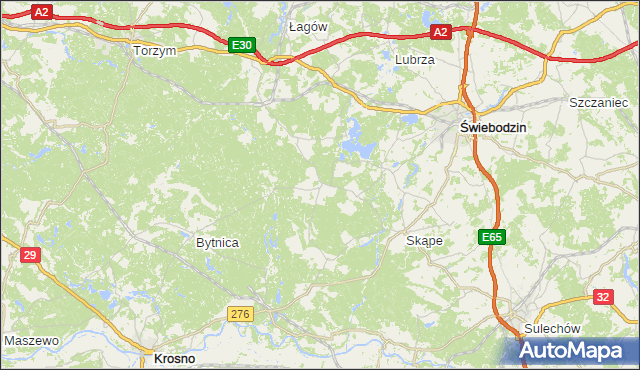 powiat krośnieński - województwo lubuskie na mapie Targeo
