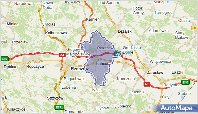 powiat łańcucki - województwo podkarpackie na mapie Targeo