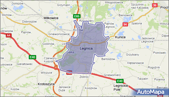 legnica mapa polski Powiat Legnica, województwo dolnośląskie na mapie Targeo