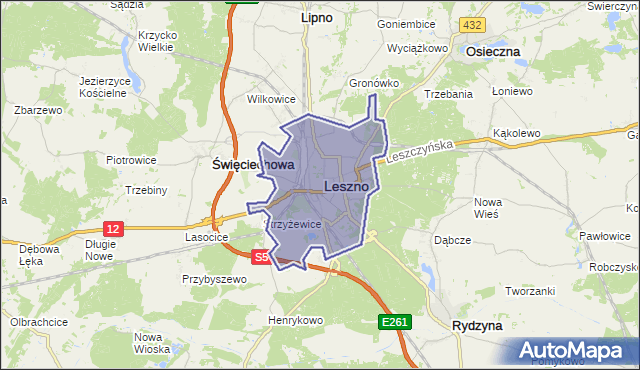 mapa okolic leszna Powiat Leszno, województwo wielkopolskie na mapie Targeo