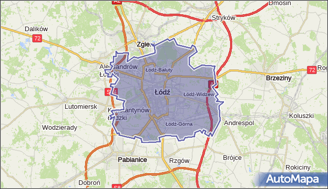 powiat Łódź - województwo łódzkie na mapie Targeo