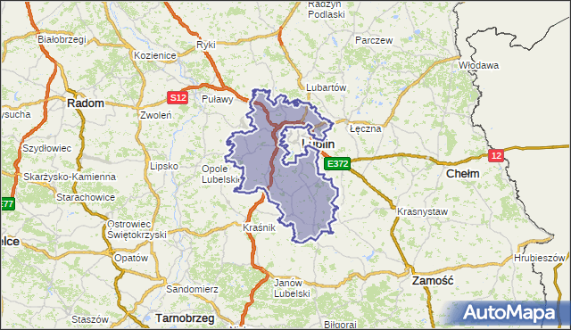 powiat lubelski - województwo lubelskie na mapie Targeo