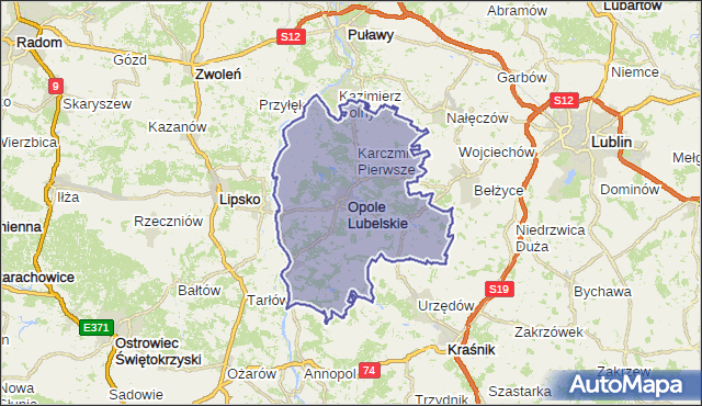 powiat opolski - województwo lubelskie na mapie Targeo