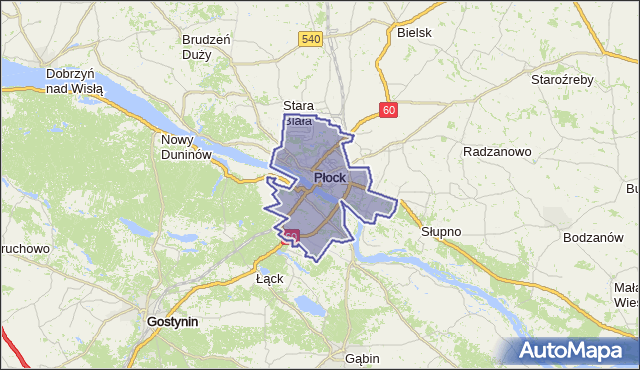 powiat Płock - województwo mazowieckie na mapie Targeo