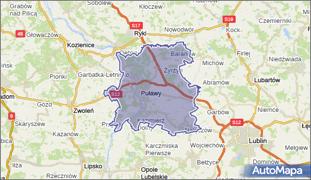 powiat puławski - województwo lubelskie na mapie Targeo