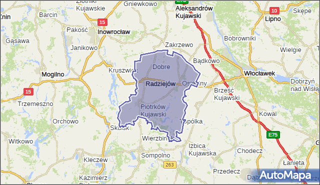 powiat radziejowski - województwo kujawsko-pomorskie na mapie Targeo