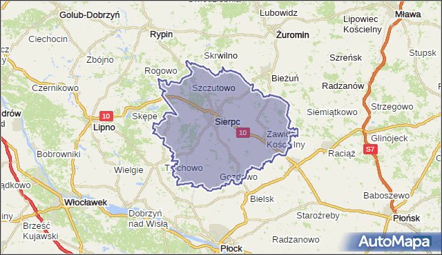 powiat sierpecki - województwo mazowieckie na mapie Targeo