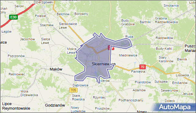 powiat Skierniewice - województwo łódzkie na mapie Targeo