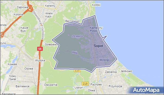 powiat Sopot - województwo pomorskie na mapie Targeo