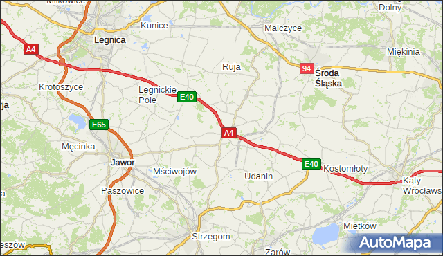 powiat średzki - województwo dolnośląskie na mapie Targeo