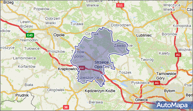 powiat strzelecki - województwo opolskie na mapie Targeo