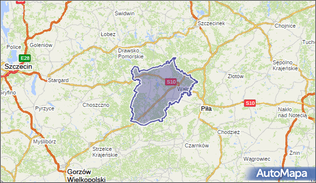 powiat wałecki - województwo zachodniopomorskie na mapie Targeo
