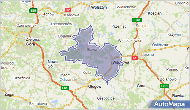 powiat wschowski - województwo lubuskie na mapie Targeo