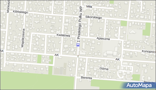 Przystanek Armii Krajowej 03. ZTM Warszawa - Warszawa (id 228203) na mapie Targeo