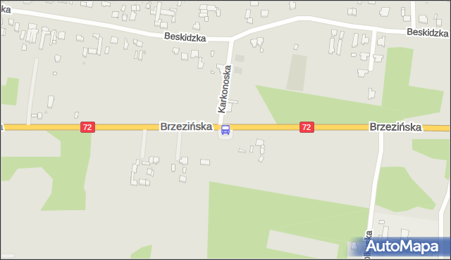 Przystanek Brzezińska - Karkonoska NŻ. MPKLodz - Łódź (id 68) na mapie Targeo