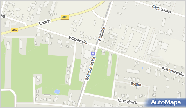 Przystanek Dąbrowa (Pabianice). MPKLodz - Łódź (id 3152) na mapie Targeo
