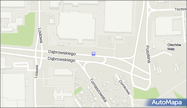 Przystanek Dąbrowskiego - Tomaszowska NŻ. MPKLodz - Łódź (id 111) na mapie Targeo