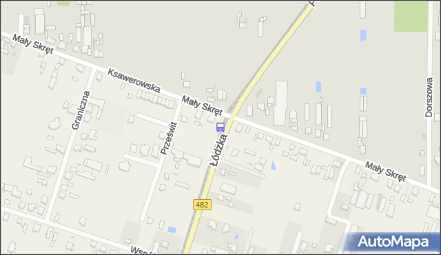 Przystanek Łódzka - Mały Skręt #. MPKLodz - Łódź (id 3144) na mapie Targeo