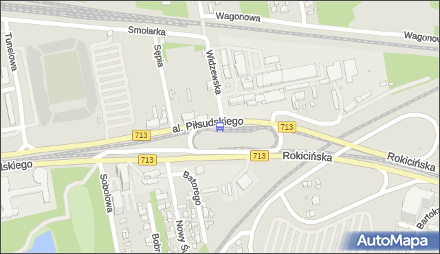 Przystanek Piłsudskiego - Widzew Stadion. MPKLodz - Łódź (id 749) na mapie Targeo