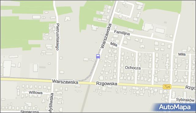 Przystanek Warszawska - Duży Skręt (Pabianice). MPKLodz - Łódź (id 3155) na mapie Targeo