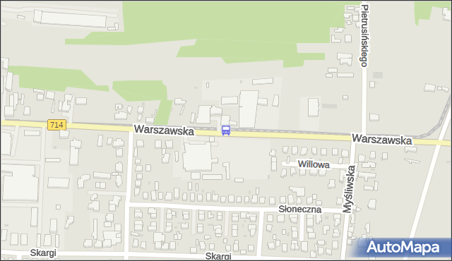 Przystanek Warszawska - Tkaniny Techniczne (Pab.). MPKLodz - Łódź (id 3157) na mapie Targeo