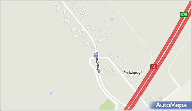 Przystanek Wiączyńska - Autostrada A1 NŻ. MPKLodz - Łódź (id 1282) na mapie Targeo