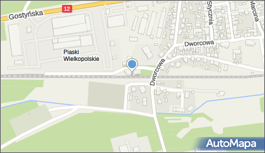 Piaski Wielkopolskie, Dworcowa 24, Piaski 63-820 - Dworzec kolejowy, Przystanek kolejowy