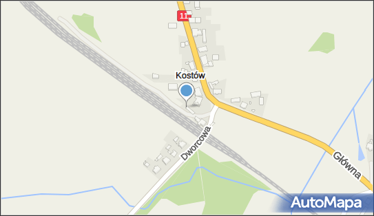 Stacja, Dworzec kolejowy, Główna11, Kostów 46-220, 46-221 - Dworzec kolejowy, Przystanek kolejowy
