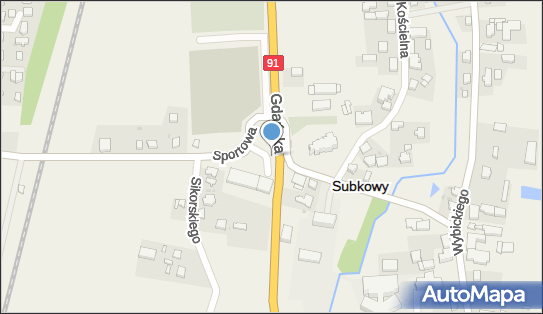 50 km/h, DK91, Gdańska, Subkowy 83-120 - Fotoradar stacjonarny 50 km/h