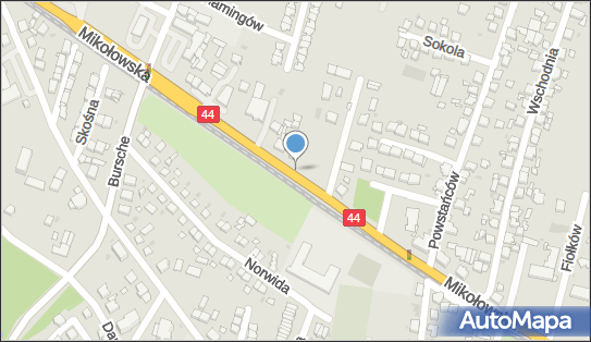 50 km/h, DK44, Mikołowska, Tychy 43-100 - Fotoradar stacjonarny 50 km/h