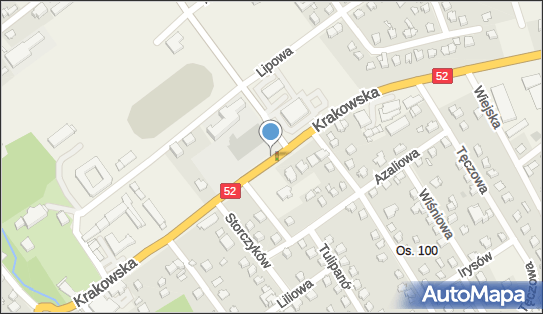 50 km/h, DK52, Krakowska, Kozy 43-340 - Fotoradar stacjonarny 50 km/h