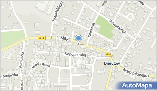 Paczkomat InPost BIR01A, 1 Maja 9AB, Bierutów 56-420