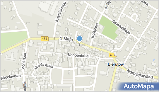 Paczkomat InPost BIR01A, 1 Maja 9AB, Bierutów 56-420