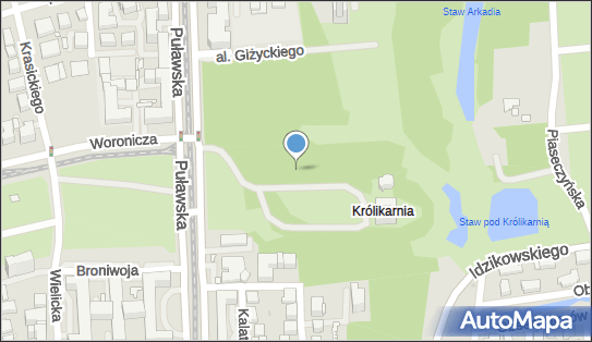 królikarnia warszawa mapa Park Królikarnia, Puławska, Warszawa 02 508, 02 512, 02 515, 02 