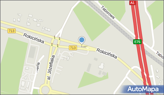 Scieżka rowerowa - początek/koniec, DW 713, Rokicińska, Łódź - Rowery - Trasa, Ścieżka