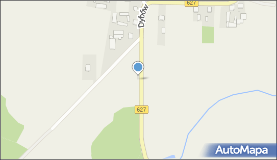 1,0 km, DW 627, Dybów - Ryzyko kolizji ze zwierzętami