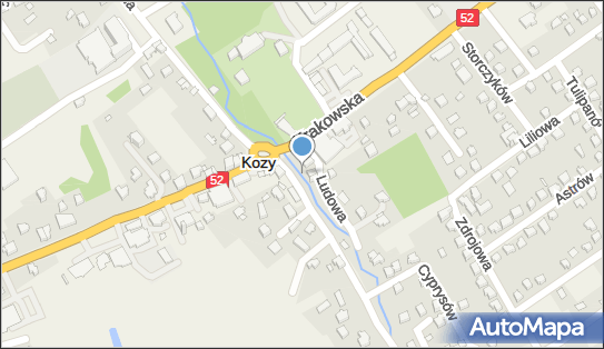 Jaz stały, Ludowa 6, Kozy 43-340 - Śluza, Jaz