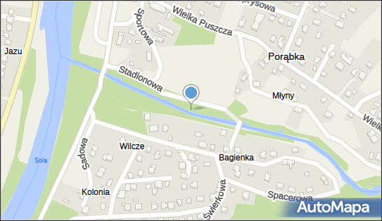Jaz stały, Stadionowa, Porąbka 43-353 - Śluza, Jaz