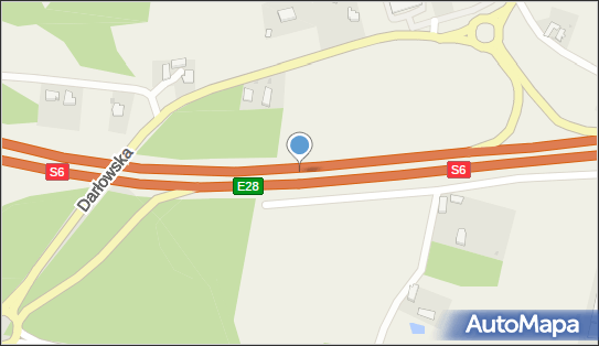 Węzeł 25 Sianów Zachód, S6, DW203, E28, Gorzebądz - Węzeł drogowy