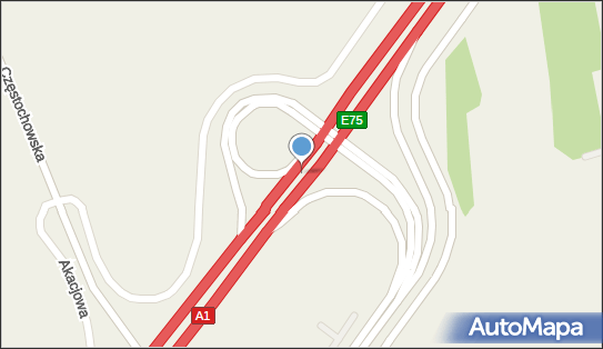 Węzeł Mykanów - Zjazd nr 30, A1, E75, Mykanów - Węzeł drogowy