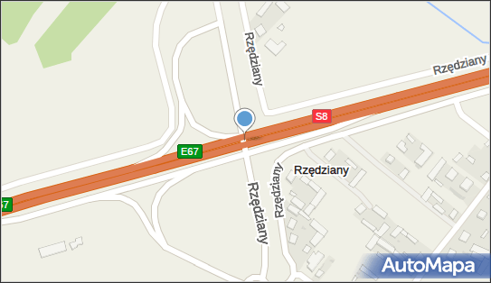 Węzeł Rzędziany, Rzędziany, Rzędziany 16-080 - Węzeł drogowy