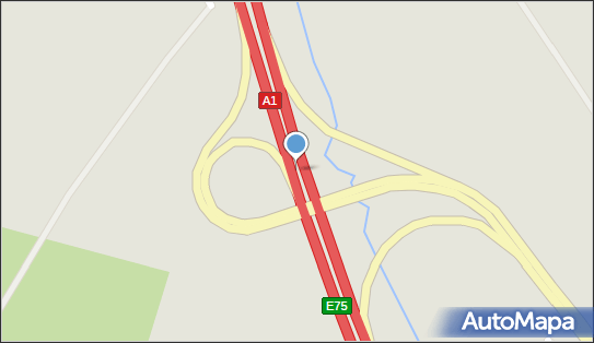 Węzeł Woźniki - Zjazd nr 35, A1, DW789, E75, Woźniki - Węzeł drogowy